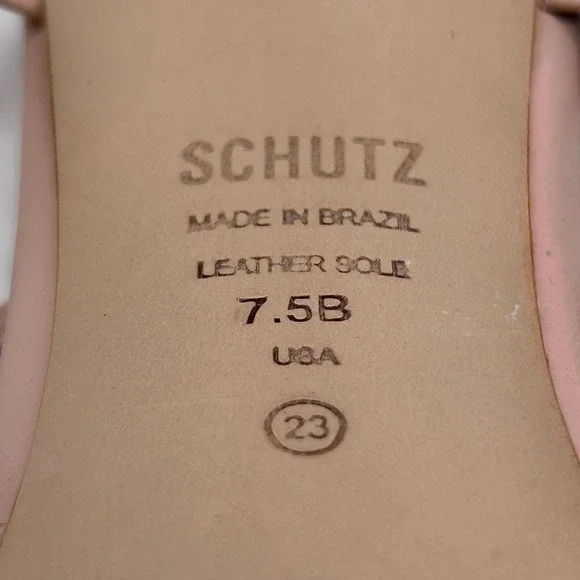 Schutz Hana Mid Sweet Rose Pink Leather Lace Up Gold Tip Pointed Toe Heels 7.5B - Picture 10 of 11